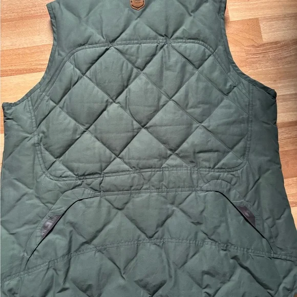 Eddie Bauer Skyliner Down Vest Green Quilted with Leather trim Women's - Picture 7 of 9